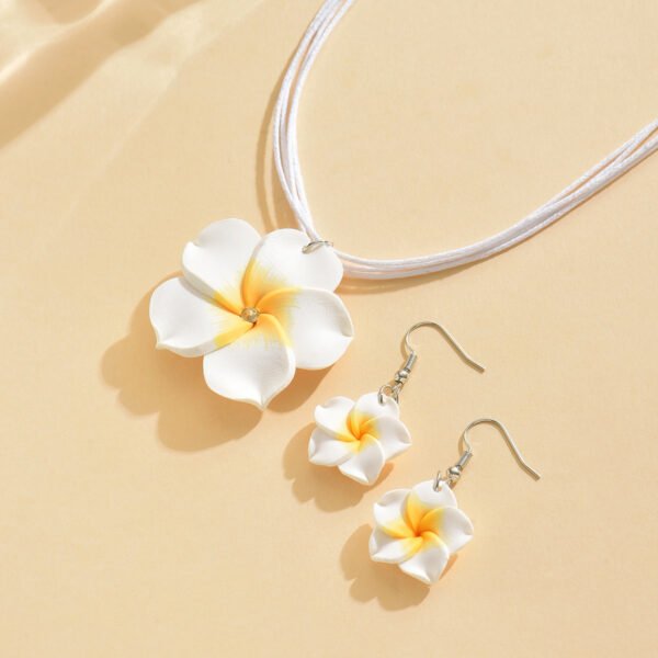 Tropical Bloom Jewelry Set Plumeria Earrings & Necklace Duo