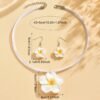 Tropical Bloom Jewelry Set Plumeria Earrings & Necklace Duo