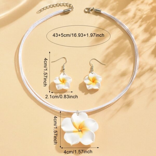 Tropical Bloom Jewelry Set Plumeria Earrings & Necklace Duo