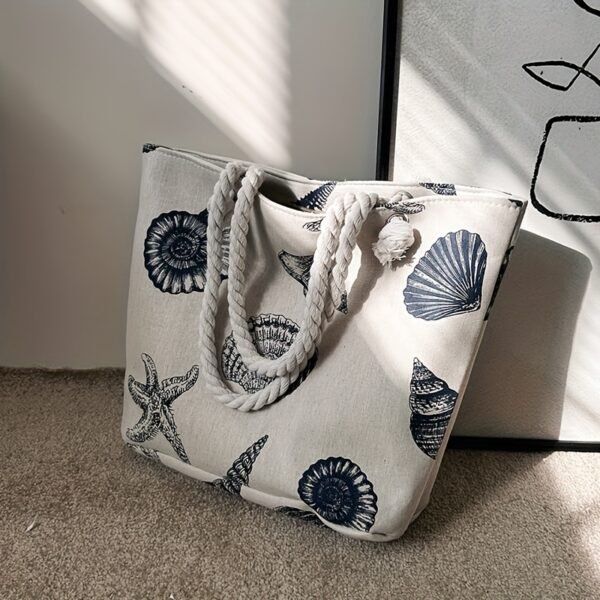 Shell Pattern Canvas Tote Bag