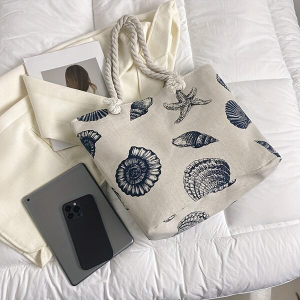 Shell Pattern Canvas Tote Bag