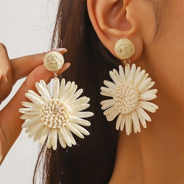 1 Pair Boho Chic Handwoven Daisy Earrings for Women
