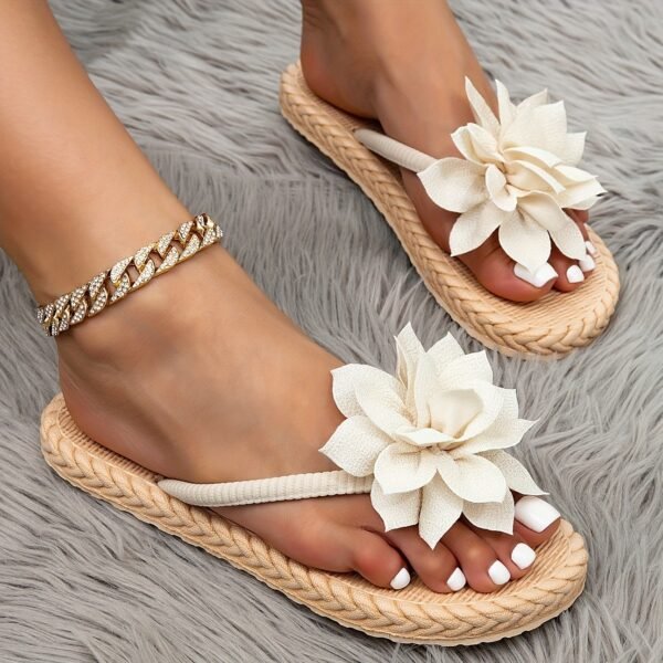 Boho Straw Flat Shoes Lightweight Summer Slip-Ons