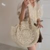 Summer Hollow Design Round Straw Bag