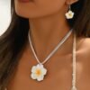 Tropical Bloom Jewelry Set Plumeria Earrings & Necklace Duo