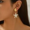Ocean Muse Drop Earrings Starfish & Shell Statement Pair