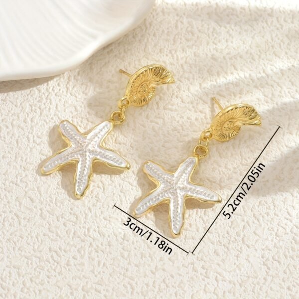 Ocean Muse Drop Earrings Starfish & Shell Statement Pair