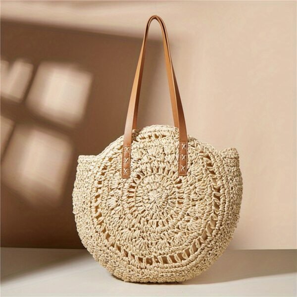 Summer Hollow Design Round Straw Bag