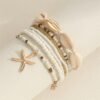Bohemian Style Starfish Handmade Beaded Shell Bracelet Set