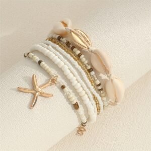 Bohemian Style Starfish Handmade Beaded Shell Bracelet Set